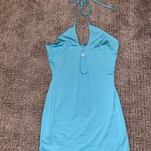 Elegant Blue Halter Dress